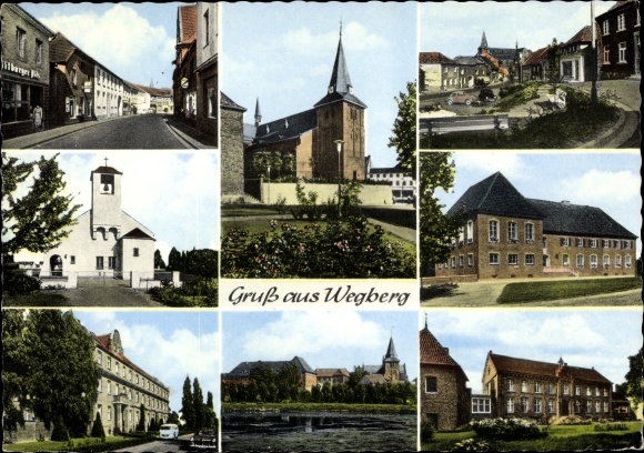 Postcard Wegberg district of Heinsberg, church, partial views, street
