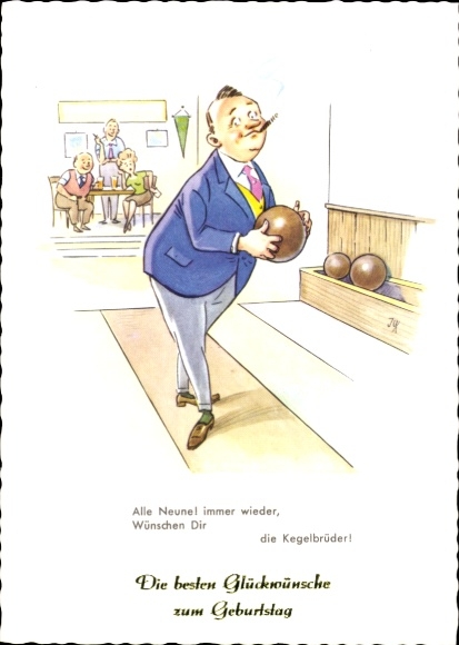 Artist PC congratulations birthday, bowler with cigar