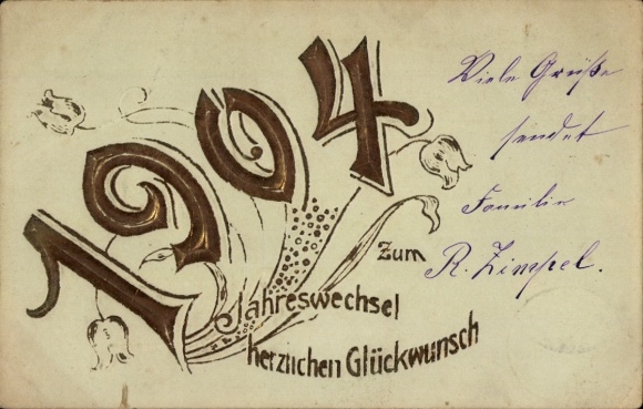 Embossed PC Happy New Year, year 1904