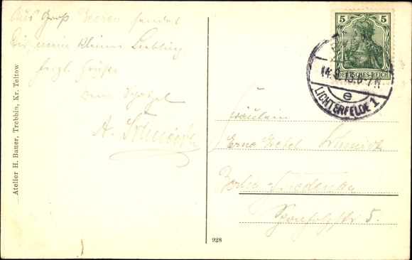 Postcard Großbeeren in Brandenburg, tower, iron cross