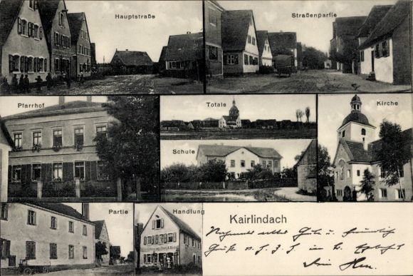 Ansichtkaart Kairlindach Weisendorf in Midden-Franken, hoofdstraat, kerk, school, winkel