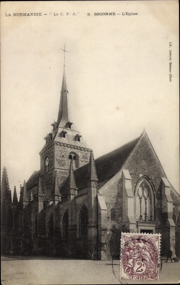 Postcard Brionne Eure, Church
