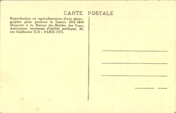 Postcard war invalid is treated, I WK, blind soldier