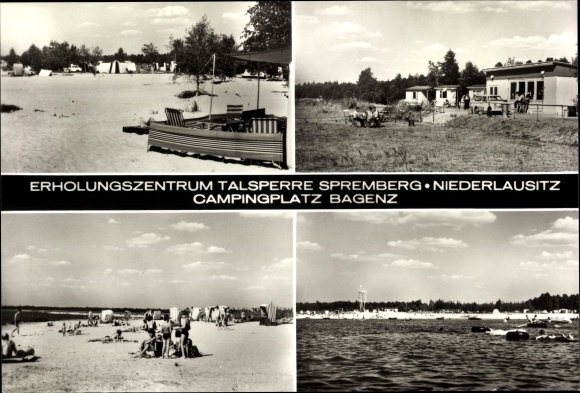 Postcard Bagenz Neuhausen on the Spree Niederlausitz, recreation center dam Spremberg, campsite