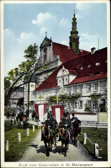 Ak Panschwitz Kuckau Oberlausitz, Kloster St. Marienstern, Osterreiten