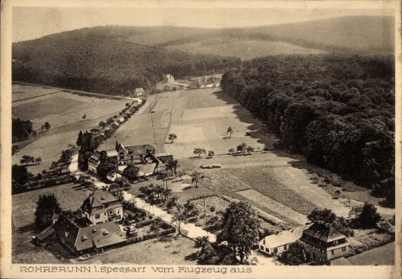 Postcard Rohrbrunn Weibersbrunn in the Spessart, aerial photograph