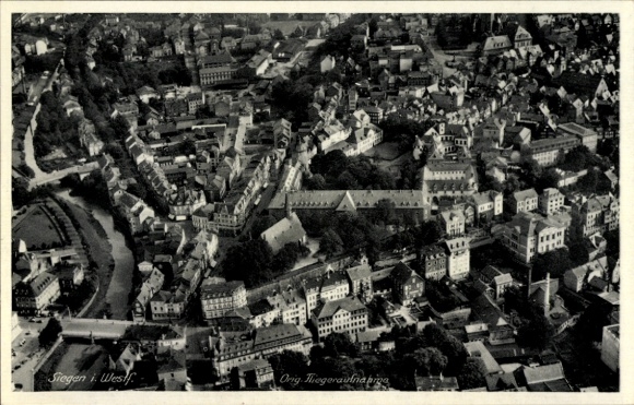Postcard Siegen in Westphalia, aerial photograph