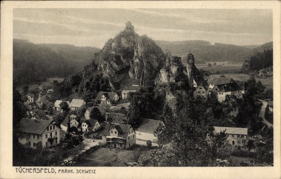 Postcard Tüchersfeld Pottenstein Upper Franconia, general view, rocks