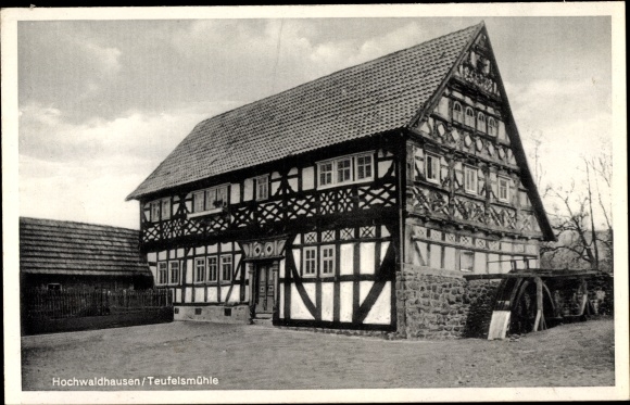 Postcard Ilbeshausen Hochwaldhausen Grebenhain in Vogelsbergkreis, Teufelsmühle