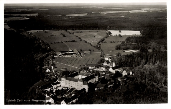 Postcard Leutkirch im Allgäu Württemberg, Zeil Castle, aerial photograph