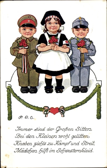 Artist Postcard Engelhard, POE, Always are the great customs, soldiers, medic