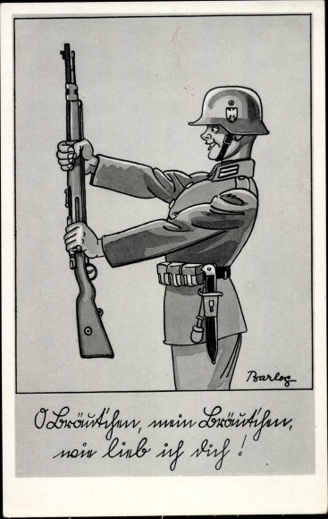 Artist PC Barlog, soldier of the Wehrmacht, rifle, soldier humor