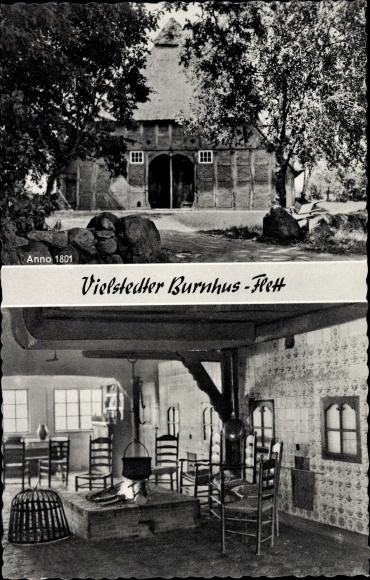 Postcard Vielstedt Hude in Oldenburg, Vielstedter Burnhus Flett, Strackerjans inn and farmhouse