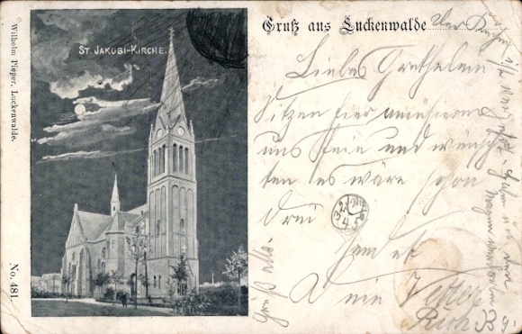 PC Luckenwalde in Brandenburg, St. Jakubi Church, greetings from Wilhelm Pieper, No. 481.