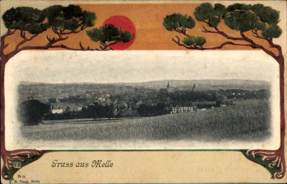 Passepartout Ak Melle in Niedersachsen, Panorama