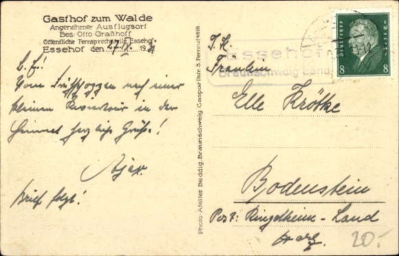 Postcard Essehof teaching Lower Saxony, Gasthof zum Walde, school, forester&#39;s office