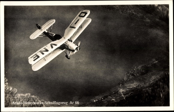 Postcard Arado multipurpose trainer aircraft Ar 66, D IVNE