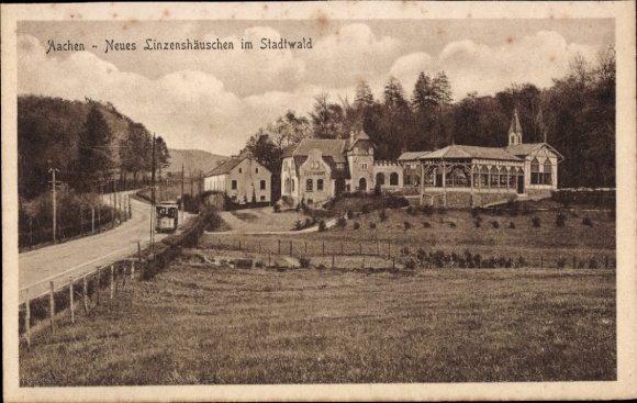 Ak Aachen,  Neues Linzenshäuschen, Stadtwald, Straße, Tram