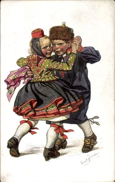 Artist PC Beithan, Emil, dancing couple in Hessian costumes