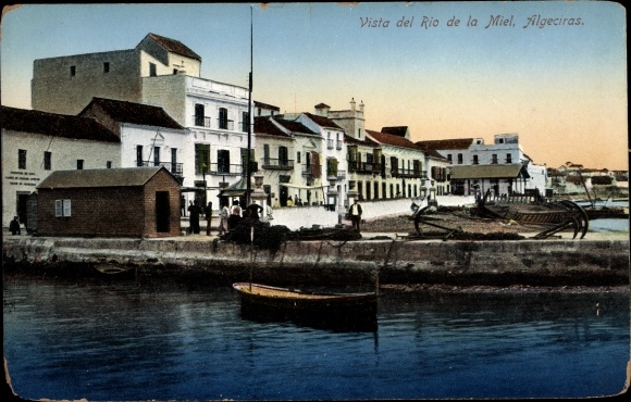 Ak Algeciras Andalusië, Vista del Rio de la Miel, vissershaven