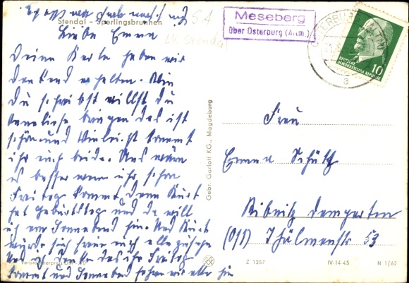 Ak Landpoststempel Meseberg über Osterburg Altmark, Stendal, Sperlingsbrunnen