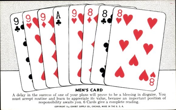 Postcard Playing Cards, Card Reading, Men's Card