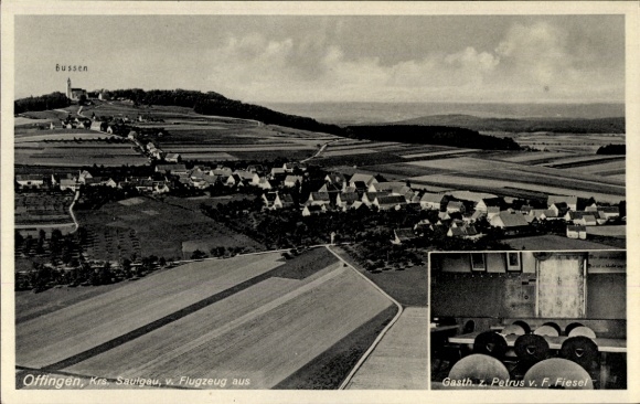Ak Offingen Uttenweiler in Baden Württemberg, Blick auf  Bussen, Luftaufnahme, ländliche Umgebung