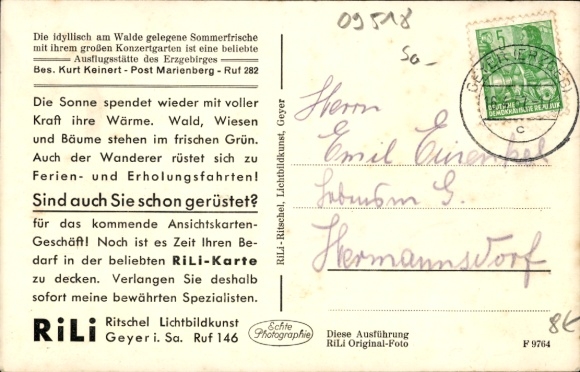 Postcard Schindelbach Großrückerswalde in the Ore Mountains, Schindelbachmühle