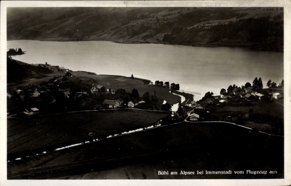 Postcard Bühl am Alpsee Immenstadt im Allgäu, aerial view of Immenstadt, landscape, lakes