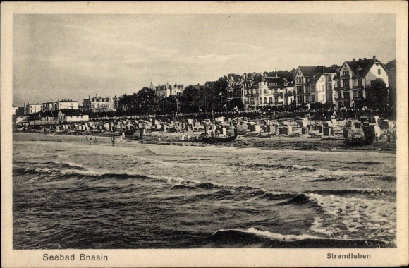 Postcard Baltic resort Bansin Heringsdorf on Usedom, beach life, hotels