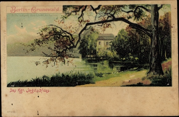 Stop against the light Postcard Berlin Wilmersdorf Grunewald, royal hunting lodge