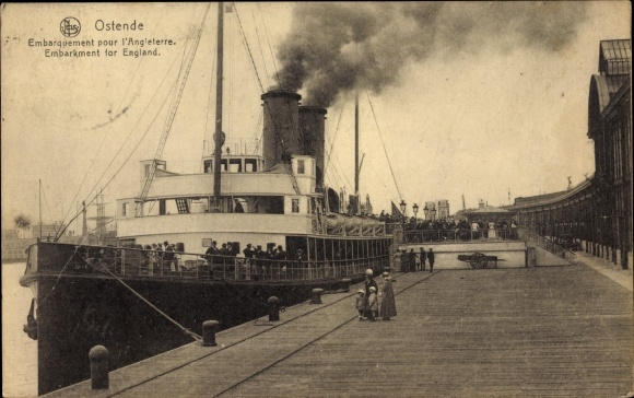 Postcard Oostende Ostende Westflandern, Boarding for England
