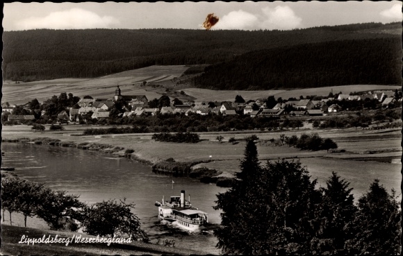 Ak Lippoldsberg Wahlsburg Weser Wyżyny, panorama, statek