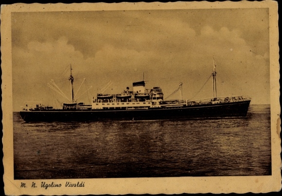 Postcard MN Ugolino Vivaldi, passenger steamer Italia Navigation Company
