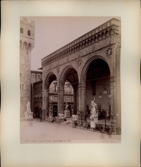 foto rond 1880, Firenze Florence Toscana, Loggia de' Lanzi, incominciata nel 1376