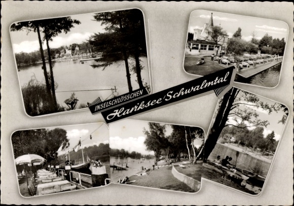 Ak Schwalmtal am Niederrhein, Hariksee, Inselschlösschen, Strandbad, Kajaks