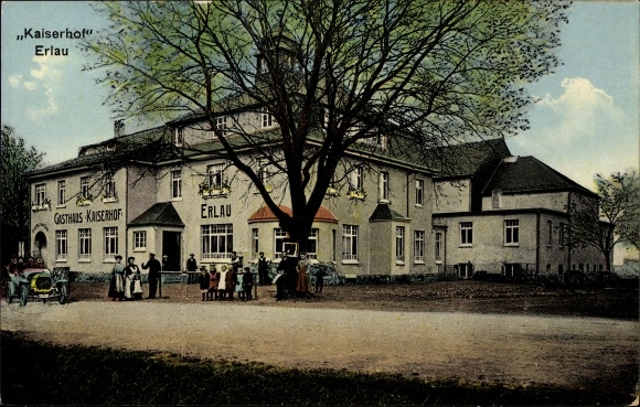 Ak Erlau Landkreis Mittelsachsen, Gasthaus Kaiserhof, Gäste, Kindergruppe