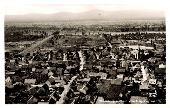 Postcard Neuenburg am Rhein Baden, aerial photograph