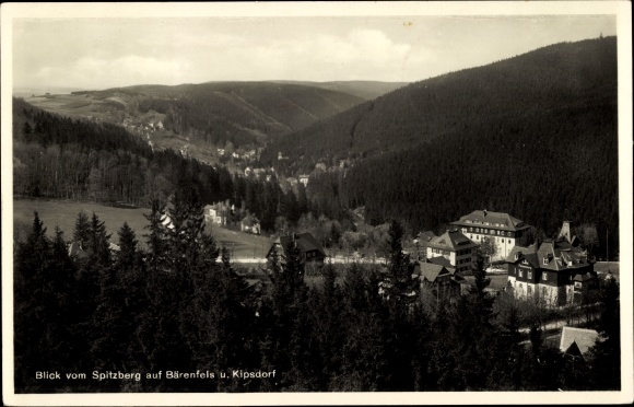 Ak Bärenfels Altenberg in het Ertsgebergte, uitzicht vanaf Spitzberg op Ort en Kipsdorf