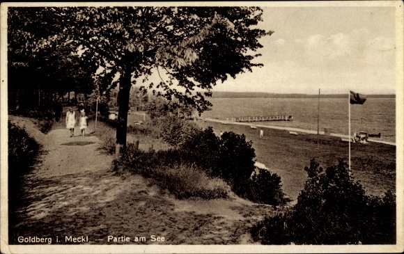Postcard Goldberg in Mecklenburg, Partie am See
