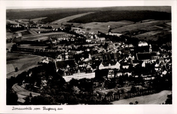 Postcard Donauwörth in Swabia Bavaria, aerial photograph