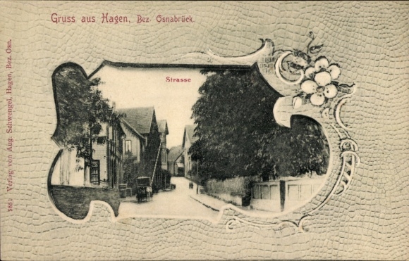 Präge Passepartout Ak Hagen am Teutoburger Wald in Niedersachsen, Straßenpartie