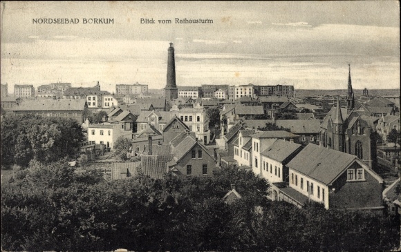 Postcard Nordseebad Borkum in Ostfriesland, view from the town hall tower