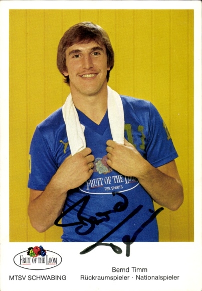 Autograph card handball player Bernd Timm, MTSV Schwabing, autograph
