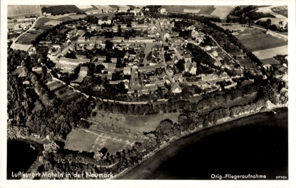 Postcard Moryń Mohrin Neumark East Brandenburg, aerial photograph