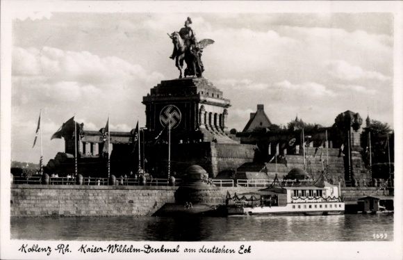 Ak Koblenz am Rhein, Kaiser-Wilhelm-Denkmal, Deutsches Eck