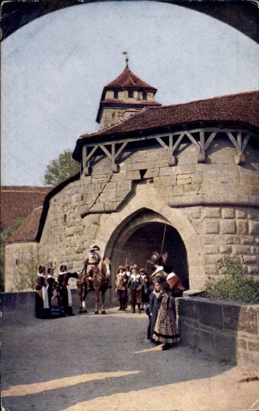 Postcard Rothenburg ob der Tauber, Reiter vd Spital-Bastei