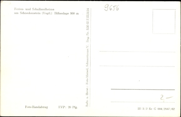 Postcard Schnenstein Tannenbergsthal in the Vogtland, holiday and school camp, winter view
