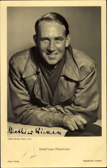 Ak-acteur Mathias Wiemann, Ross Verlag A 1411/1, handtekening