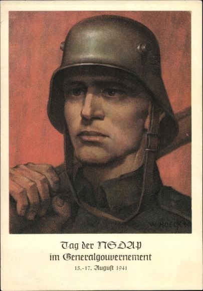 Artist PC Hoeck, W., Kraków, Day of the NSDAP in the General Government 1941, Wehrmacht soldier